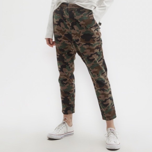 Nili Lotan Paris Drop Crotch Pant (Sz 0) Coyote Brown Camo - Picture 2 of 14